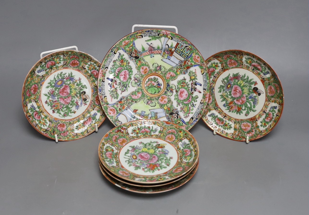 Six 19th / 20th century Chinese famille rose dishes